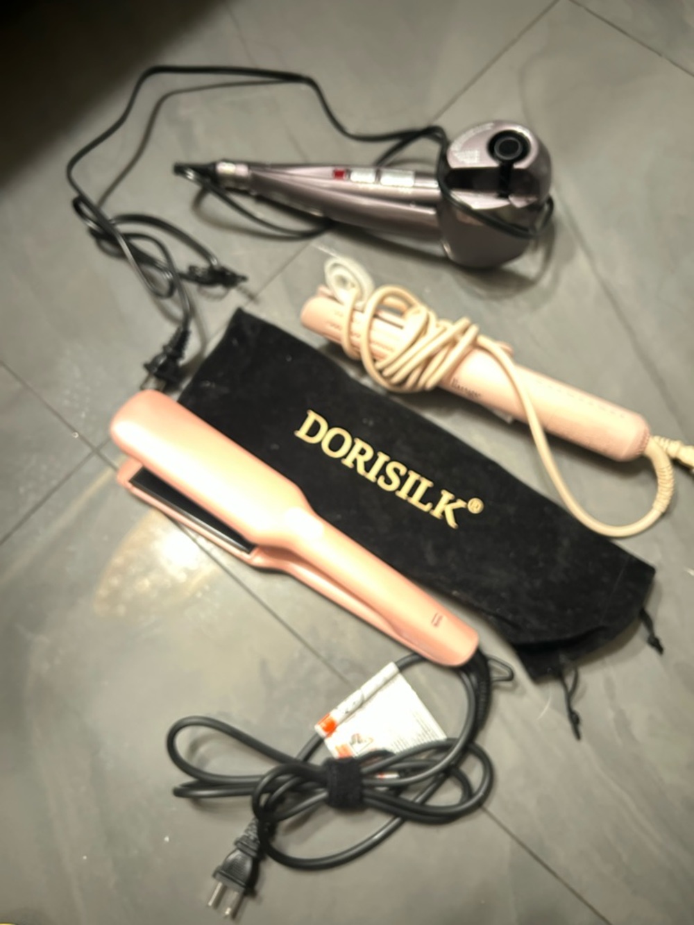 DORISILK Pink Ceramic Hair Straightener and L’ Ange hair curler combo and curler